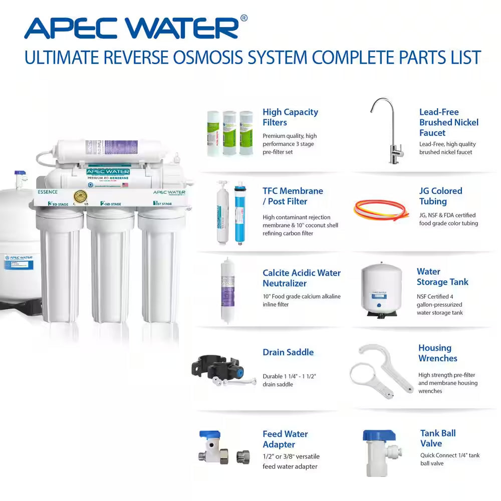 Essence Premium Quality 75 GPD Ph+ Alkaline Mineral Under-Sink Reverse Osmosis Drinking Water Filter System