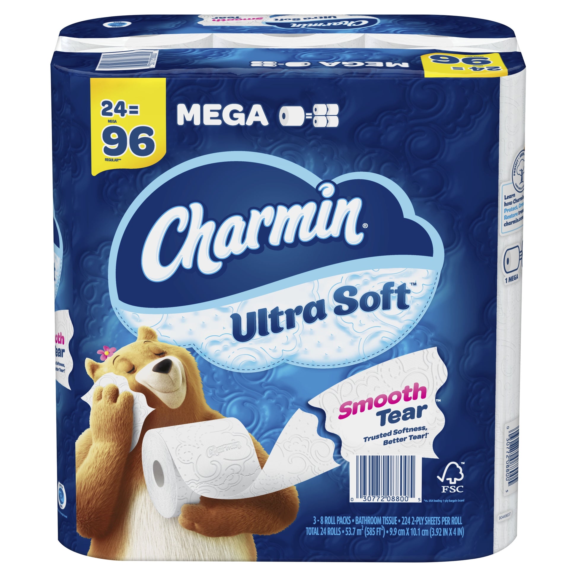 Ultra Soft Toilet Paper 24 Mega Rolls, 224 Sheets per Roll