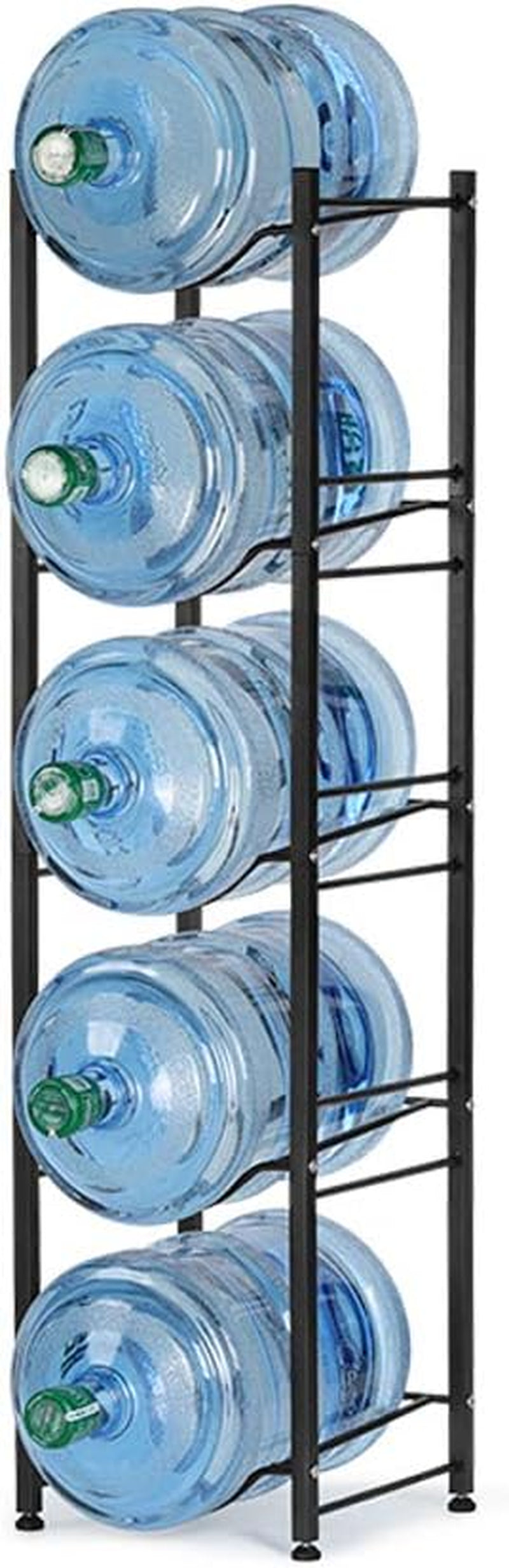 Water Cooler Jug Rack, 5-Tier Heavy Duty Water Bottle Holder Storage Rack for 5 Gallon Water Dispenser, save Space (Black)