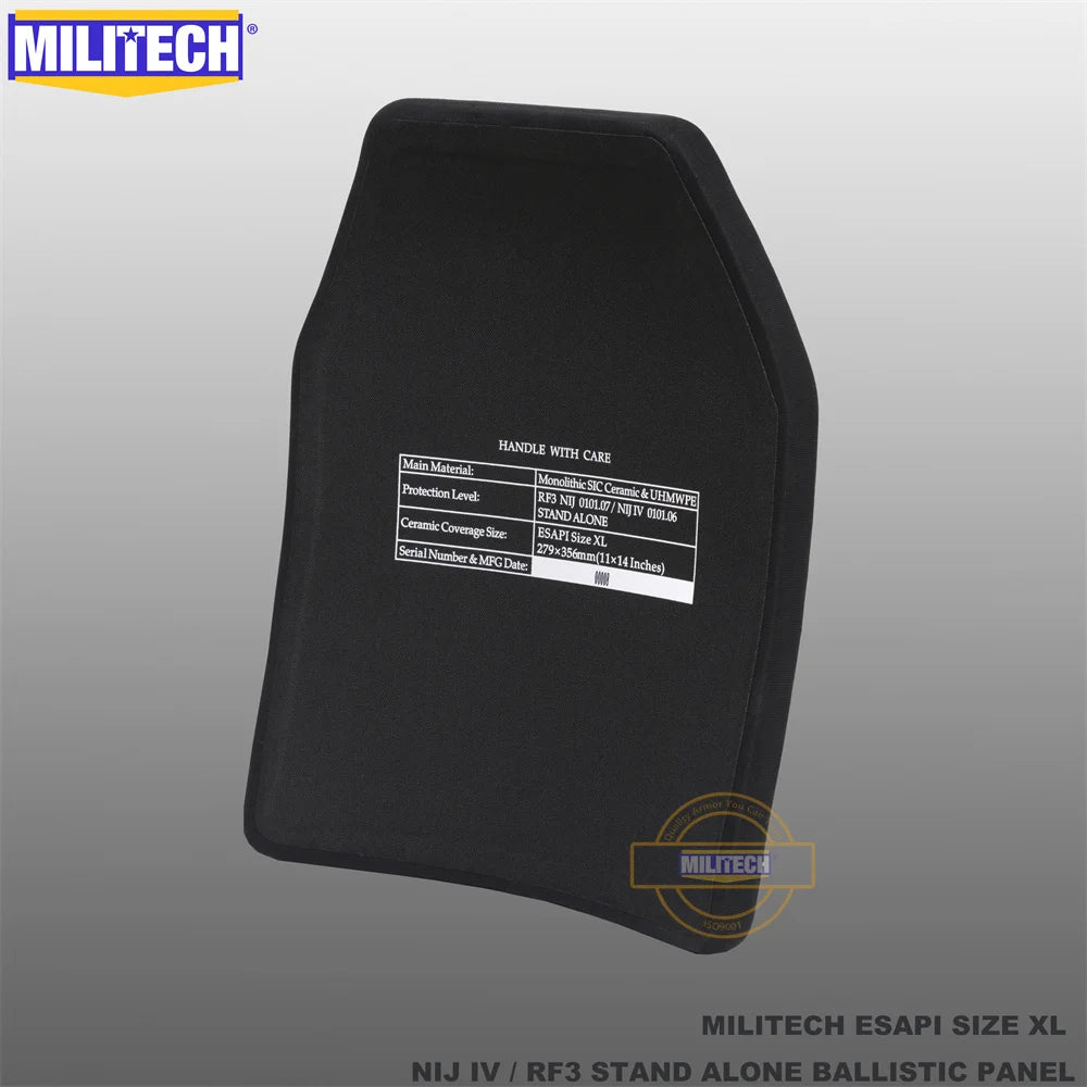 Black Label ESAPI Bulletproof Plate NIJ IV NIJ 0101.07 RF3 Monolithic SIC & PE Stand Alone Two Pieces Ballistic Panel