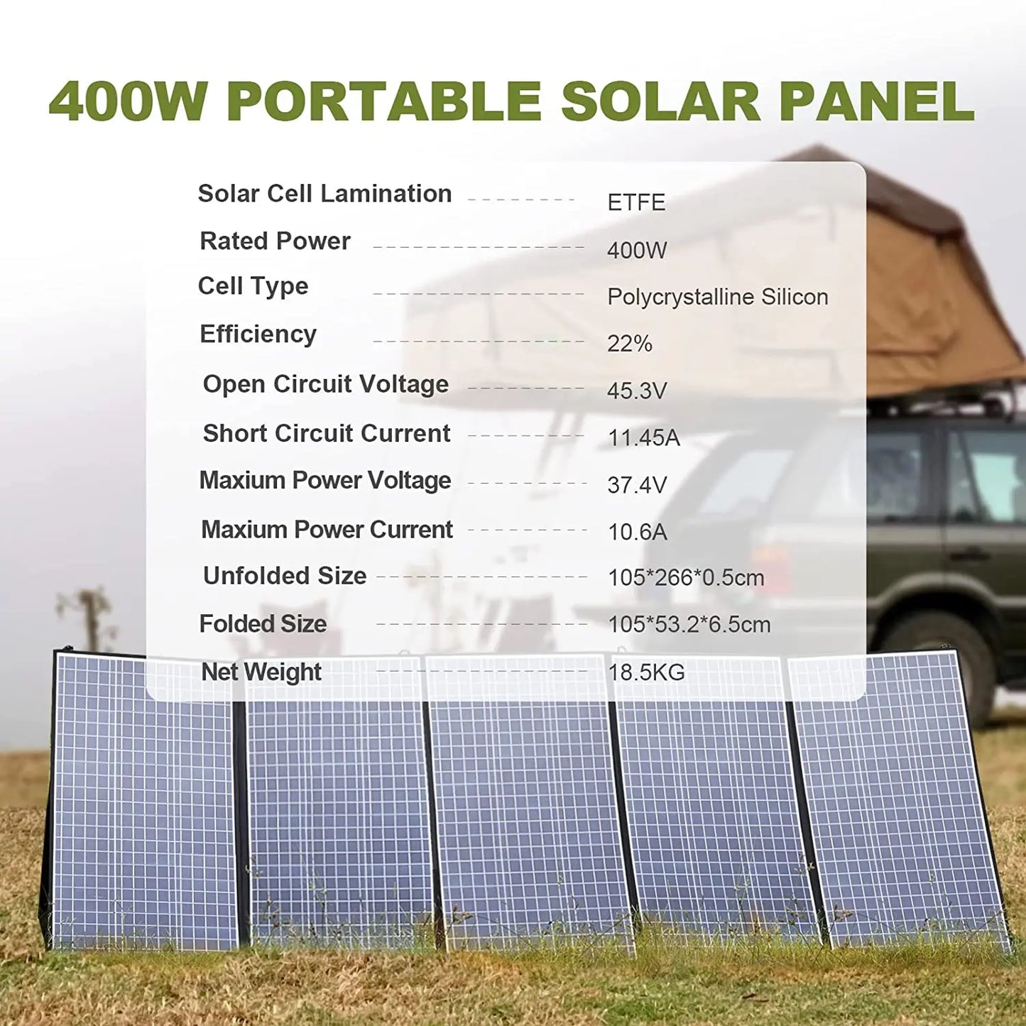 Foldable Solar Panel 400W / 200W / 140W / 100W / 60W Solar Charger with Solar Output for Power Station Solar Generator